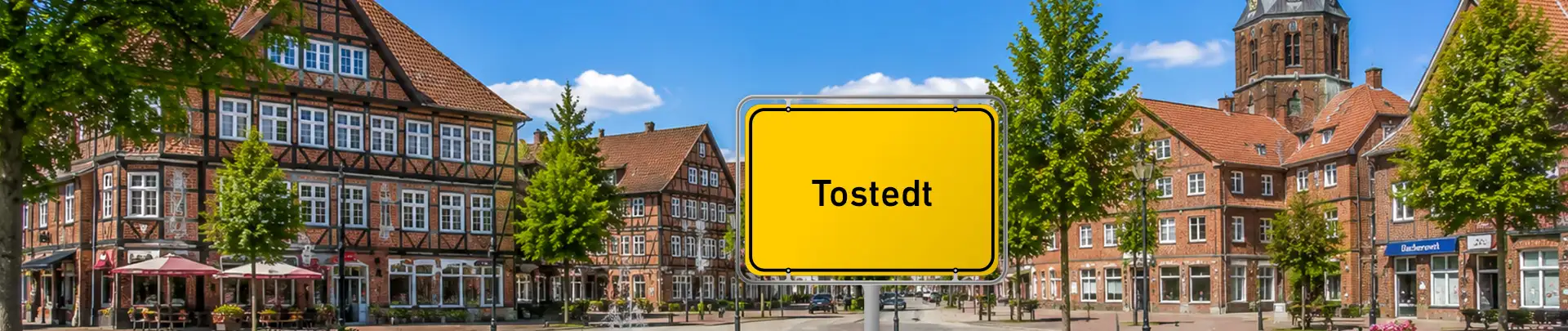 Ortsansicht von Tostedt mit historischem Gebäude