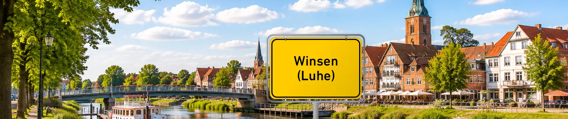 Stadtansicht von Winsen (Luhe) mit Fluss und Kirche